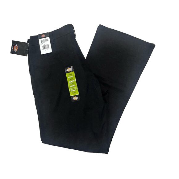 NWT Dickies Women Chino Pants Flex Twill Bootcut Stretch Slim Fit Black Sz 14R - Picture 1 of 10